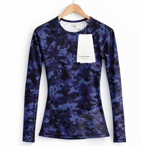 NWT Athleta Women's Point Break Rash Guard Swim Shirt Cloud Blue Camo | XXS